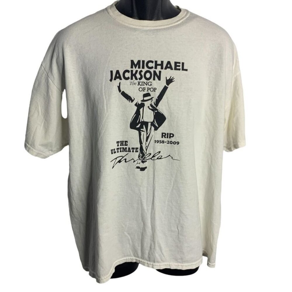 Vintage Mens Michael Jackson RIP The Ultimate Thriller White Shirt Sz XL